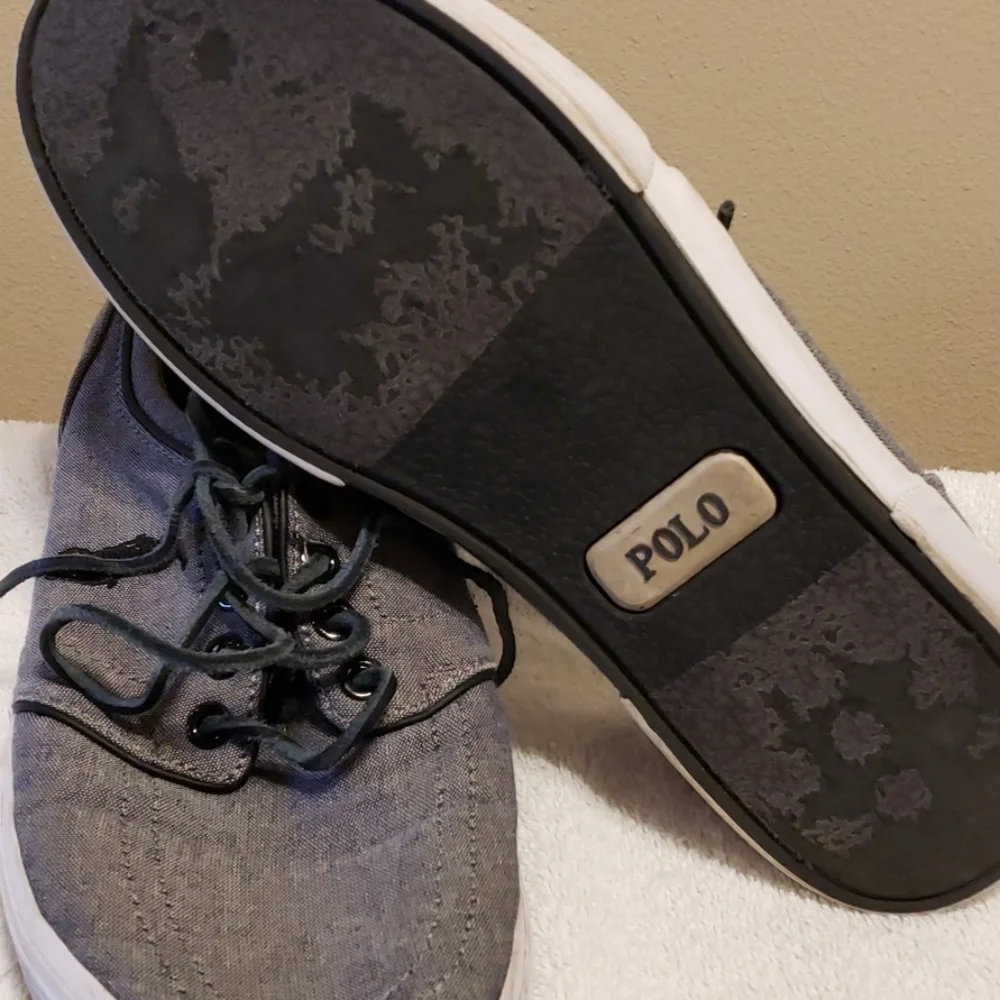 Grey and black ralph Lauren polo tennis shoes